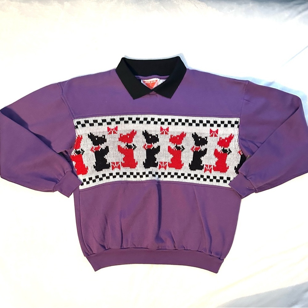 Vintage Justin Allen Scottie Dog Collar Sweatshirt Purple Women’s M cottagecore